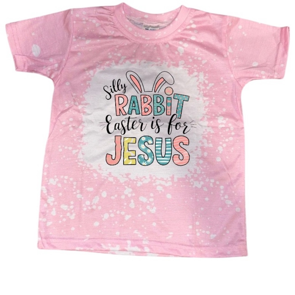 Soft Pink Short Sleeve Tee with Colorful Text Design